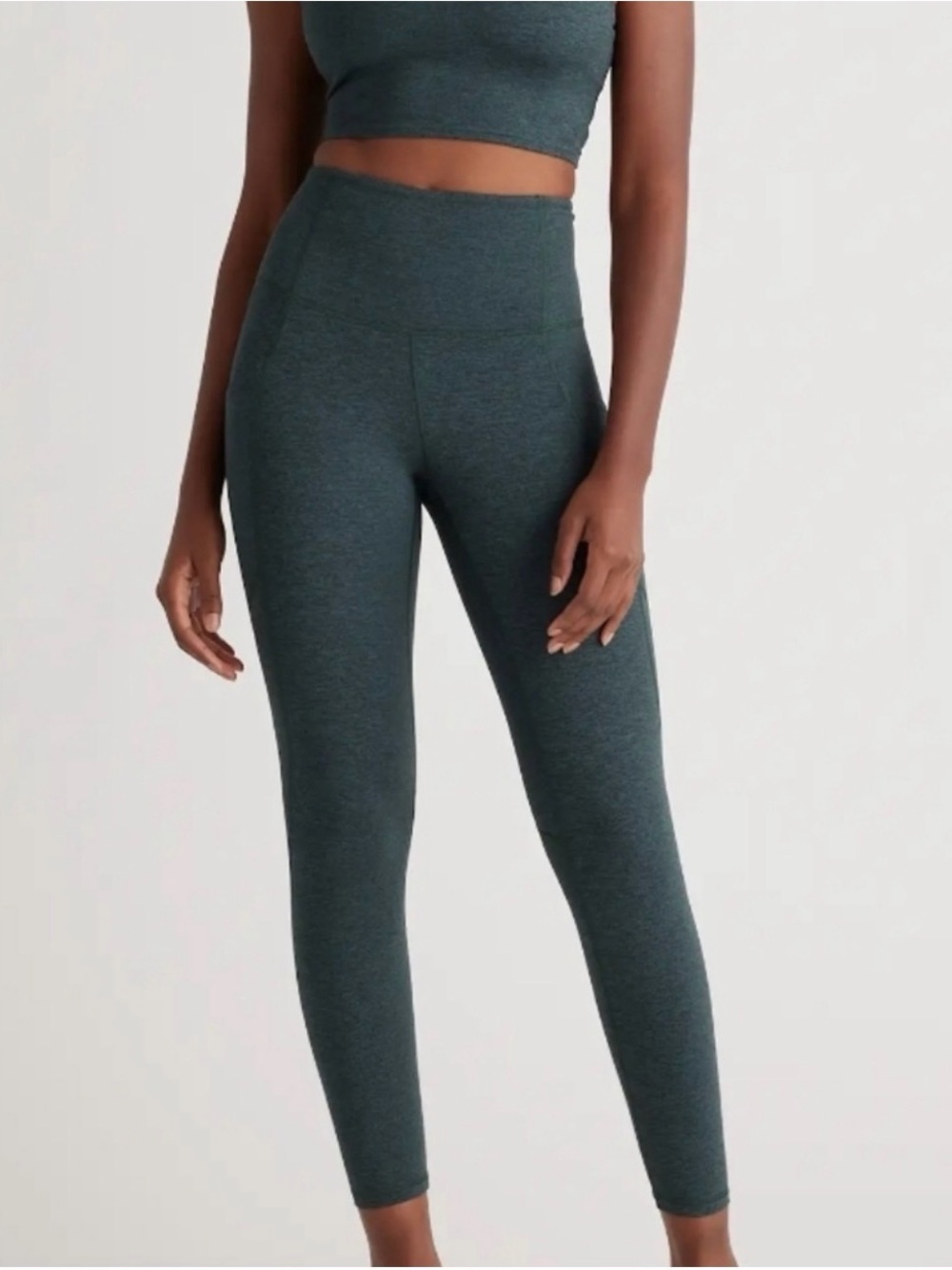 Quince Ultra-Soft High-Rise Pocket Leggings Heather Green Size S